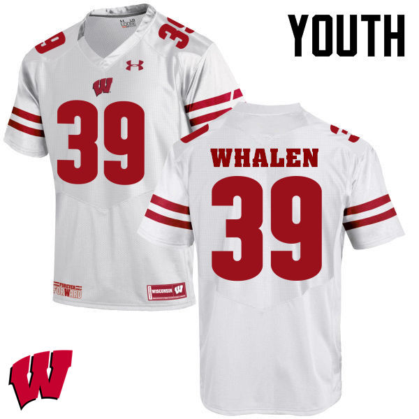Wisconsin Badgers Youth #39 Jake Whalen NCAA Under Armour Authentic White College Stitched Football Jersey TF40A13TQ